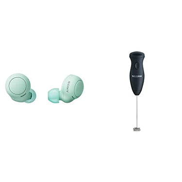 Sony WF-C500 True Wireless Kopfhörer Grün, klein & Severin Milchaufschäumer Stab, kompakter Milchschäumer aus Edelstahl, elektrischer Milchaufschäumer, inkl. 2 Batterien, schwarz, SM 3590, 1 - Pack im Sale